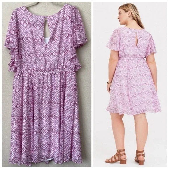 Torrid 2X Mini Chiffon Printed Skater Dress - Picture 9 of 13